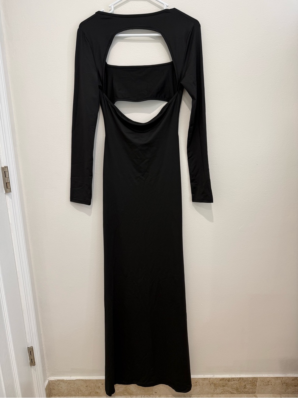 Maternity photoshoot Long Sleeve Black Cutout Maxi Dress - Women's